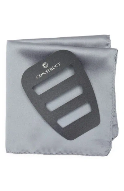 Construct Solid Satin Pocket Square In Gray