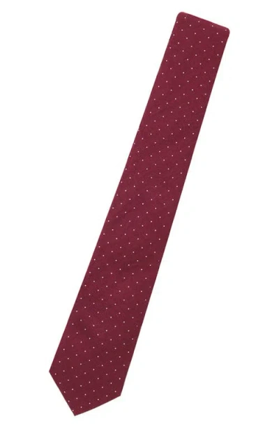 Construct Dot Print Cotton Tie In Burgundy