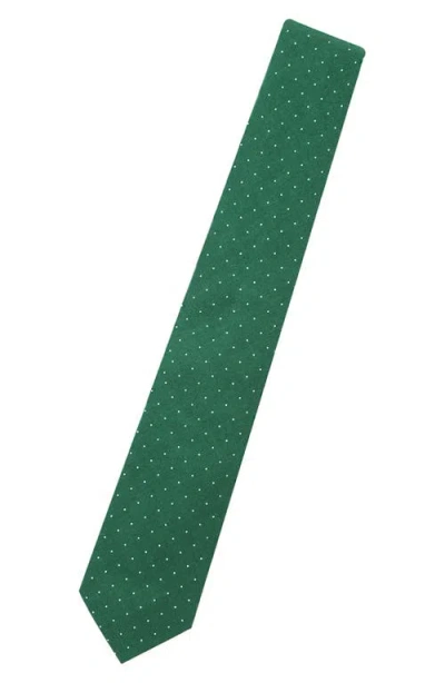 Construct Dot Print Cotton Tie In Green