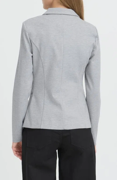 Ichi Regular Notch Lapel Ponte Blazer In Gray