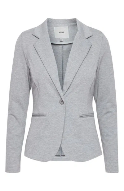 Ichi Regular Notch Lapel Ponte Blazer In Gray