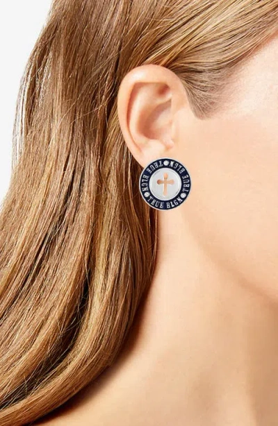 True Religion Logo Stud Earrings In Silver