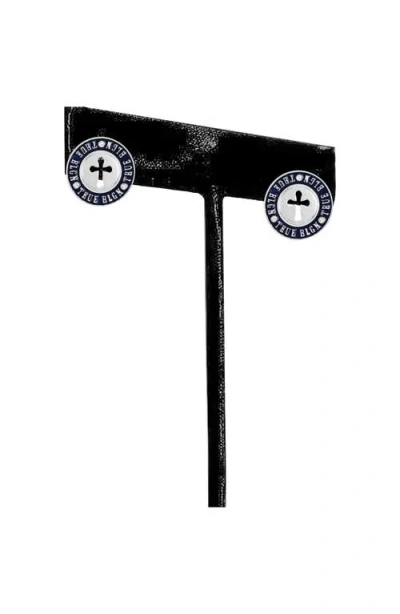 True Religion Logo Stud Earrings In Silver