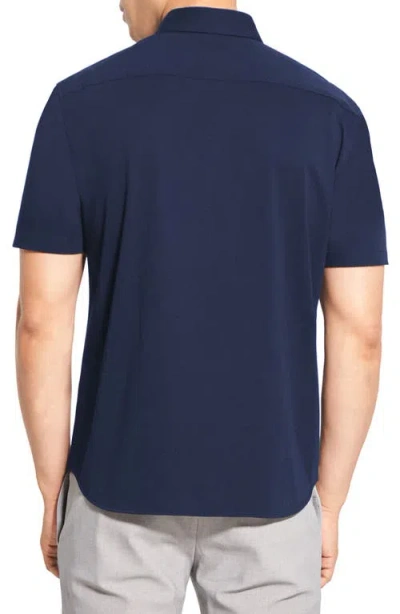 Theory Irving Short Sleeve Button-up Shirt In Blue