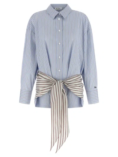 Attico Striped Cotton Shirt Dress In Blue