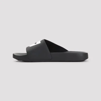 Givenchy Black Sandals With Wide Band And Contrasting Logo Patch In Rubber Man