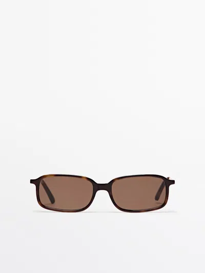 Massimo Dutti Gafa De Sol Rectangular Combinada In Neutral