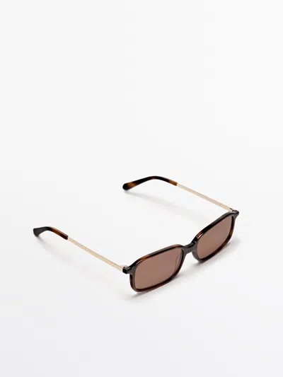 Massimo Dutti Gafa De Sol Rectangular Combinada In Neutral