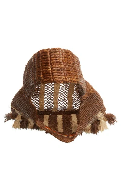 Isabel Marant Handwoven Raffia Tote Bag With Fringe And Logo Detail In Brown