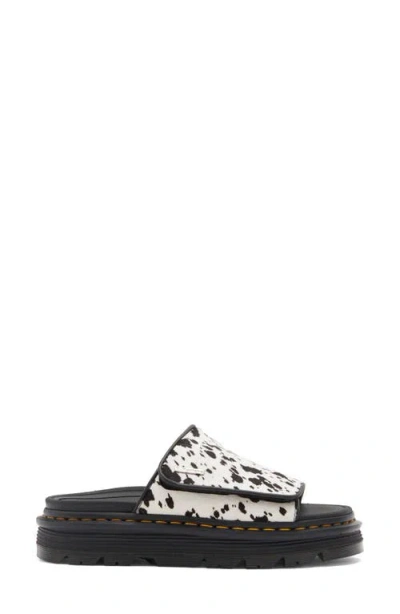 Dr. Martens Zebzag Dalmatian Hair On Leather Platform Slides In Multi