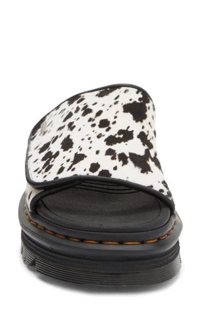 Dr. Martens Zebzag Dalmatian Hair On Leather Platform Slides In Multi