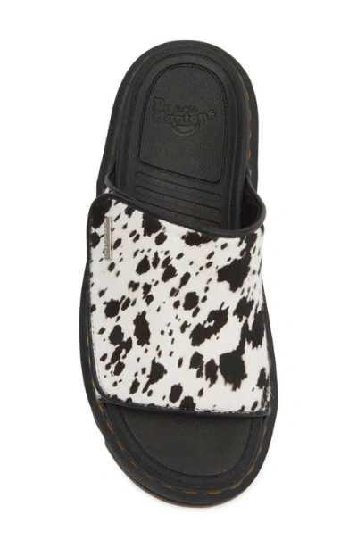 Dr. Martens Zebzag Dalmatian Hair On Leather Platform Slides In Multi