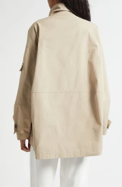 Plan C Crinkle Twill Utility Jacket In Neutral