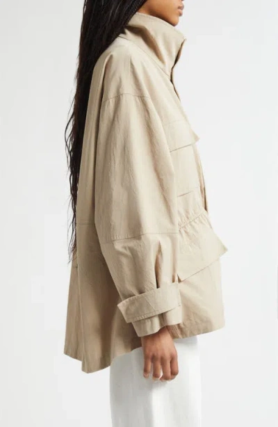Plan C Crinkle Twill Utility Jacket In Neutral