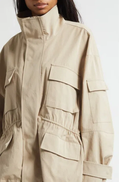 Plan C Crinkle Twill Utility Jacket In Neutral