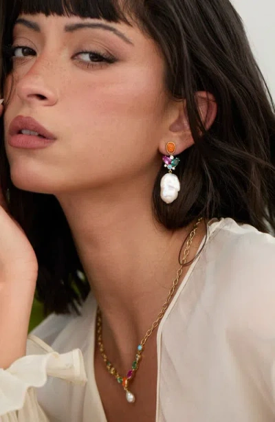 Nadri Frieda Multi Stone Drop Earrings In Gold