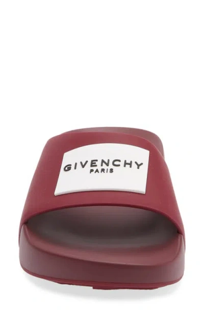 Givenchy Label Flat Mules In Rubber In Red