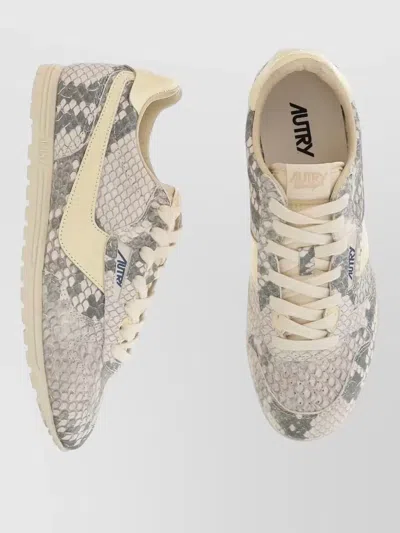 Autry White Grey Windspin Python Sneakers In Neutral