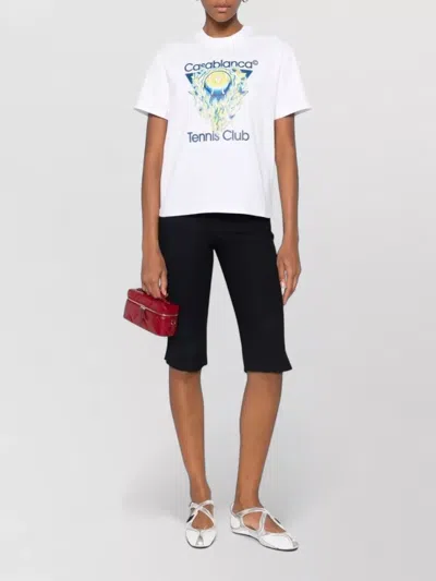 Casablanca Tennis Club Boxy Front Flame Cotton T-shirt In White