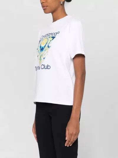 Casablanca Tennis Club Boxy Front Flame Cotton T-shirt In White
