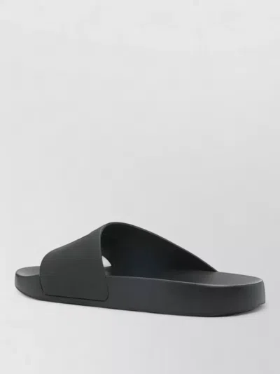 Givenchy Black Sandals With Wide Band And Contrasting Logo Patch In Rubber Man