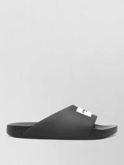 Givenchy Black Sandals With Wide Band And Contrasting Logo Patch In Rubber Man