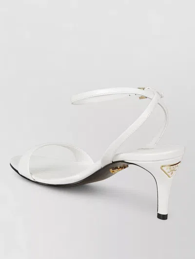 Prada Sandals Ankle Strap Open Toe Design In White