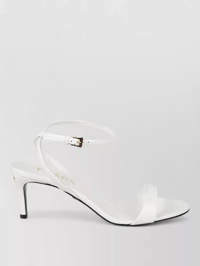 Prada Sandals Ankle Strap Open Toe Design In White