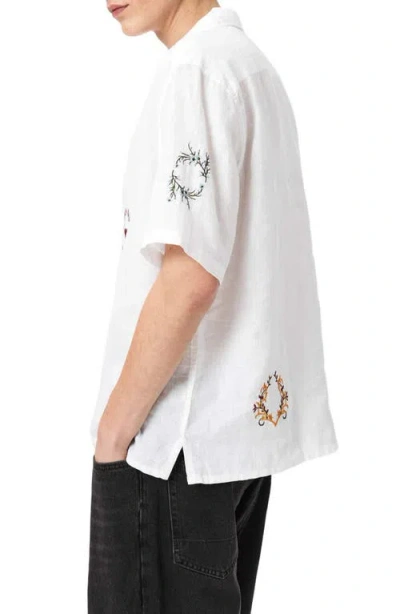 Allsaints Deck Linen Short Sleeve Shirt In Black