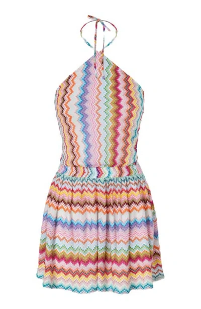 Missoni Short Jumpsuit In Lame Viscose With Pixel-effect Zigzag Pattern In Multi
