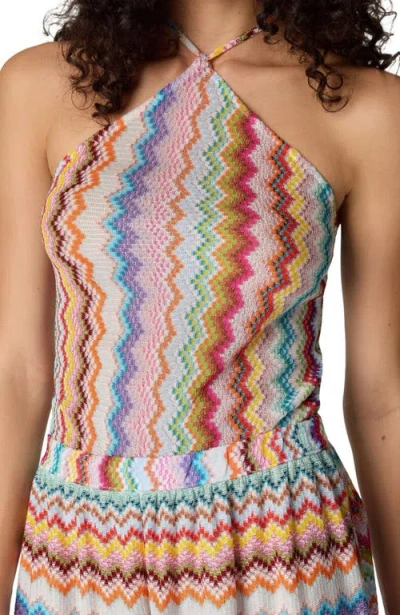 Missoni Short Jumpsuit In Lame Viscose With Pixel-effect Zigzag Pattern In Multi