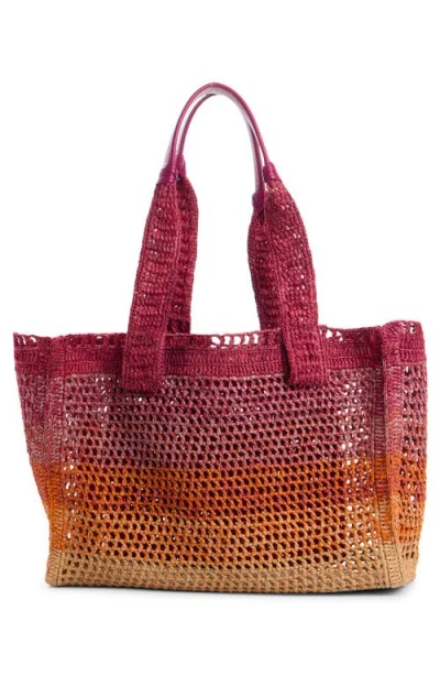 Chloé Womens Multicolor Orange Summer Banana East-west Raffia Tote Bag In Pink