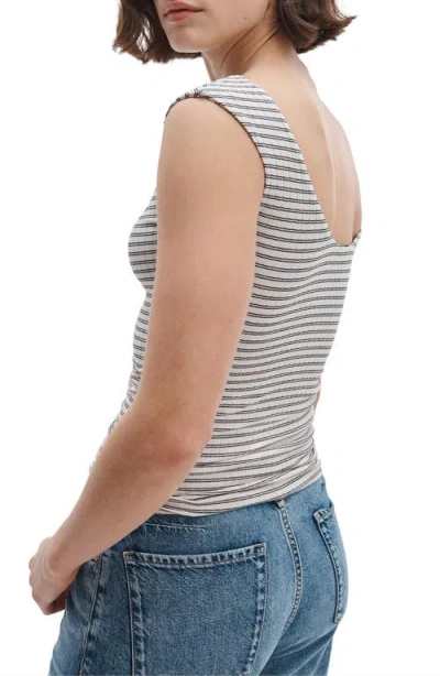 Rag & Bone Luca Stripe Rib Open Back Tee In Gray