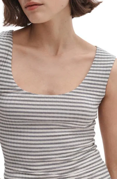 Rag & Bone Luca Stripe Rib Open Back Tee In Gray