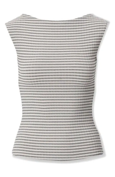 Rag & Bone Luca Stripe Rib Open Back Tee In Gray