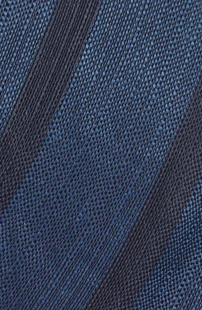 Canali Denim Blue Silk And Linen Blend Tie In Black