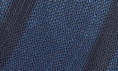 Canali Denim Blue Silk And Linen Blend Tie In Black