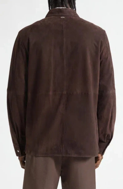 Herno Suede Zip Jacket In Brown