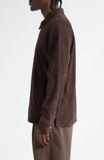 Herno Suede Zip Jacket In Brown