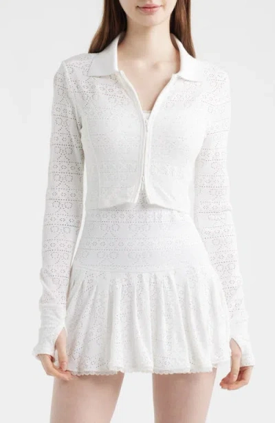 Loveshackfancy Tinker Pointelle Knit Jacket In White