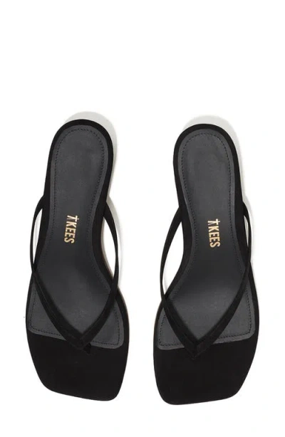Tkees Julia Square Toe Suede Flip Flop In Black