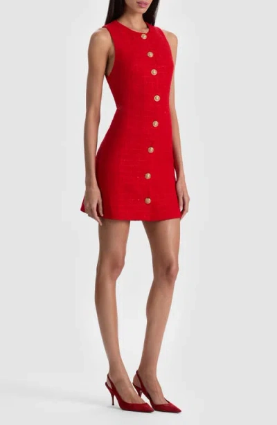 Alice And Olivia Cade Button Front Sleeveless Dress In Red