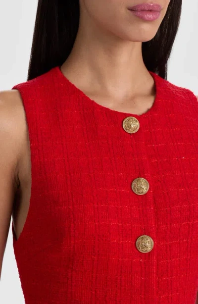 Alice And Olivia Cade Button Front Sleeveless Dress In Red