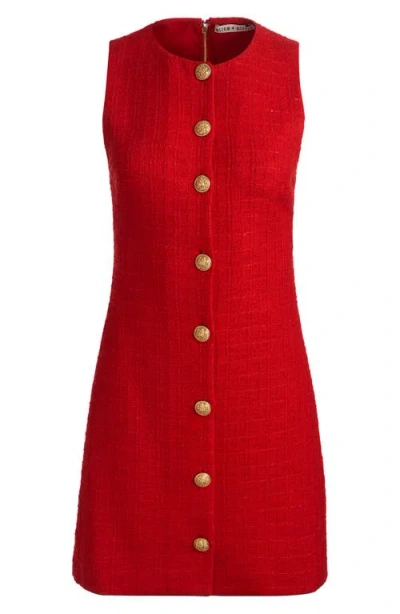 Alice And Olivia Cade Button Front Sleeveless Dress In Red