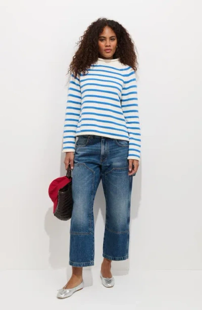 Alex Mill Eastport Striped Roll Neck Sweater In White