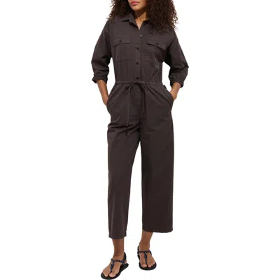 Alex Mill Ricard Long Sleeve Cotton Jumpsuit In Brown