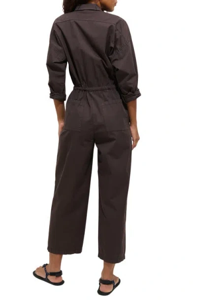 Alex Mill Ricard Long Sleeve Cotton Jumpsuit In Brown