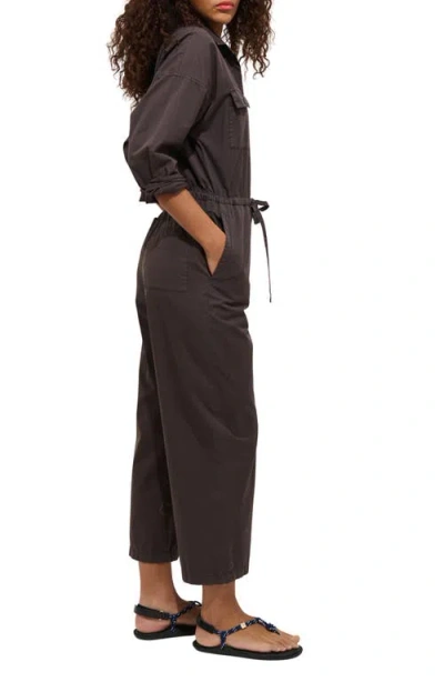 Alex Mill Ricard Long Sleeve Cotton Jumpsuit In Brown