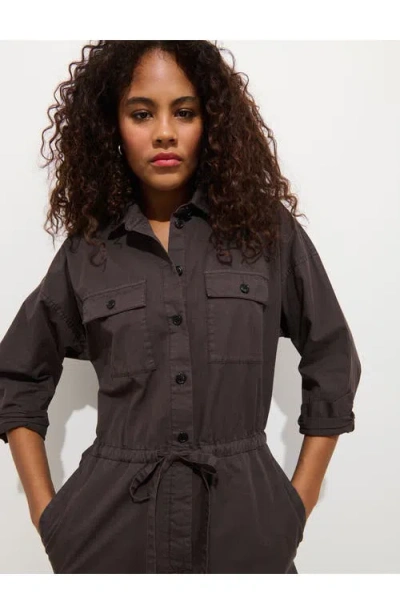 Alex Mill Ricard Long Sleeve Cotton Jumpsuit In Brown