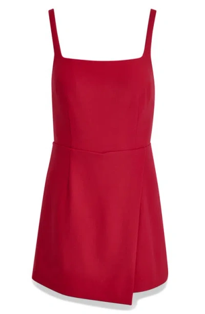 Bcbg Square Neck Romper In Red